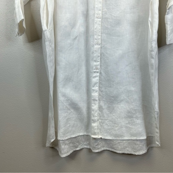 Johanna Ortiz H&M White Linen Shirt Dress Button Up Womens M Minimalist Pockets - Picture 7 of 16
